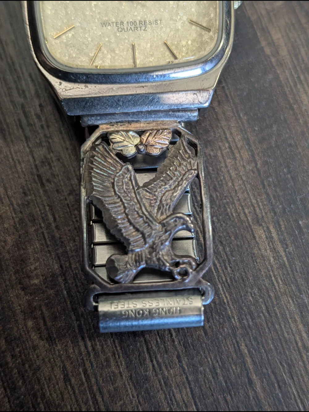 BLACK HILLS GOLD 12k & Sterling Mother Of Pearl Day Date Eagle Band Watch VTG